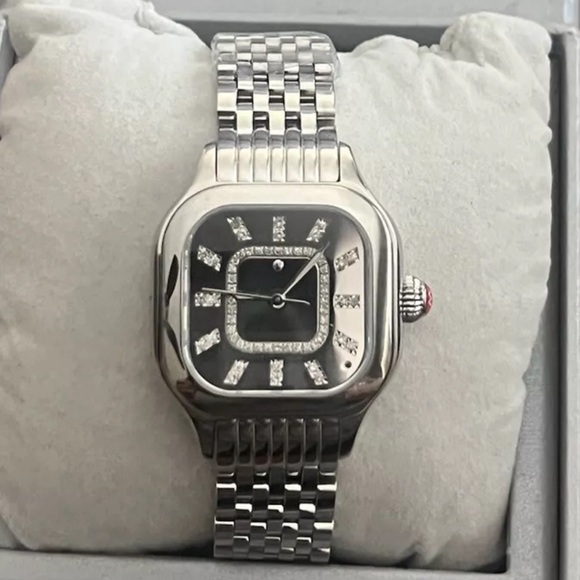 Michele Meggie Diamond Silver Stainless Steel Watch New $1595 - Picture 13 of 15